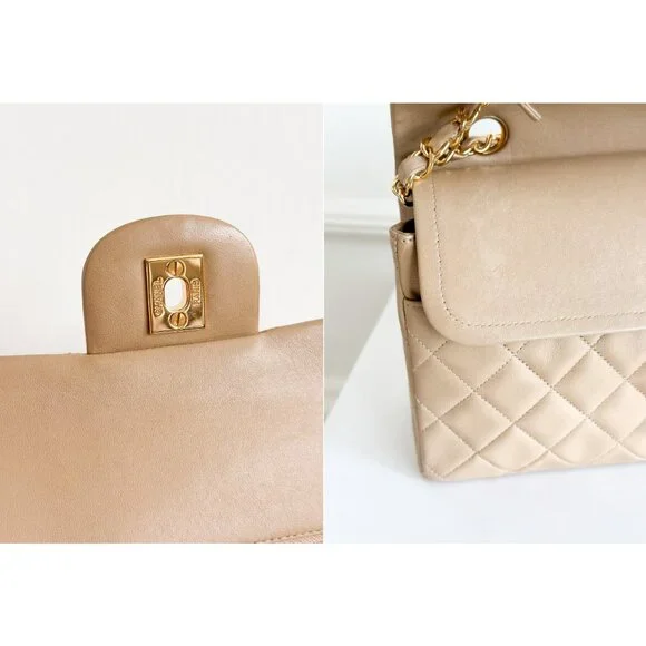 Chanel Double Flap Medium Bag Quilted Lambskin Beige - Picture 11 of 16